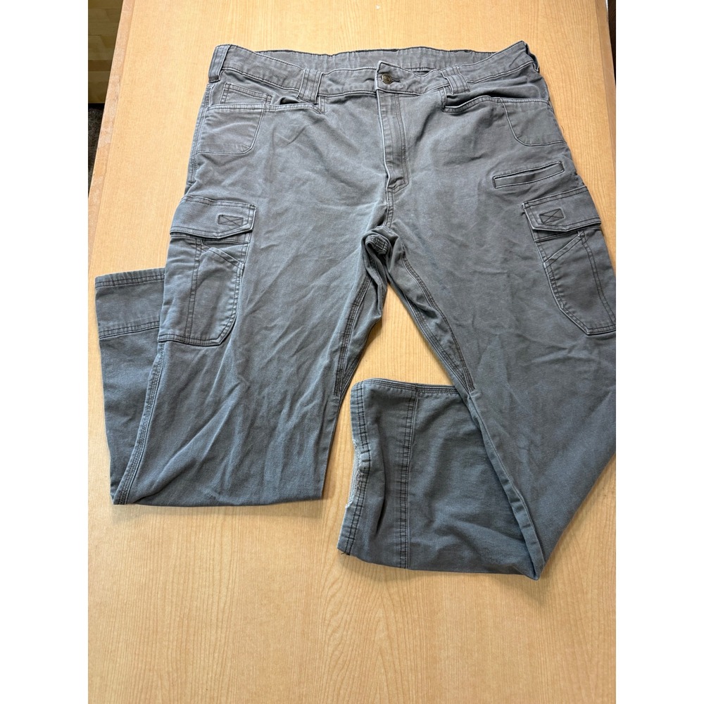 Noble Outfitters Mens Gray Canvas Cargo Work Pants 42x32 Straight Leg Rugged